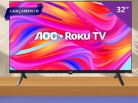 Smart Tv 32 Hd Aoc 32s5045/78g Com Roku Tv, Comando De Voz
