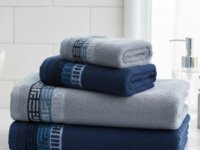 Jogo De Toalhas 4 Pçs Fio Cardado 100% Algodão Bosco Karsten Azul Serena/ Azul Naval Bosco