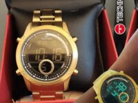 Relógio Technos Masculino Digital Dourado - Bj3463ab/1d Cor do fundo Preto