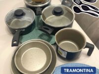 Jogo de Panelas Tramontina Turim em Alumínio com Revestimento Interno e Externo em Antiaderente Starflon Max Preto 10 Peças