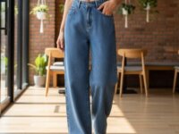 Calça Jeans Wide Leg Feminina Cintura Alta Pantalona