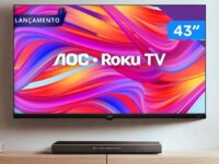 AOC, Smart TV, Roku 43” Full HD, 43S5045/78G, com HDMI, USB, Wi-Fi, Conversor Digital