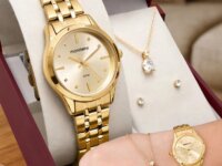 Kit Relógio Mondaine 32611LPMKDE1K1 Dourado + Colar e Brincos