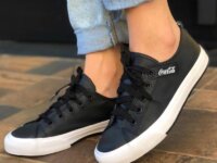 Tênis Urbano Couro Coca Cola Moderno Elegante Antiderrapante