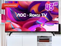 AOC 43S5135/78G - Smart TV LED 43" Full HD, Design sem bordas, Wifi, Conversor Digital, USB, HDMI