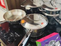 Tramontina CONJUNTO DE PANELAS 5 PEÇAS DE ACO INOX FUNDO TRIPLO - ALLEGRA