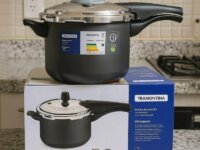 Panela De Pressão Vancouver em Alumínio Com Revestimento Interno E Externo Antiaderente Grafite Tramontina