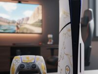 Console Sony PlayStation 5 Slim Com Leitor de Discos, Edição Limitada Ouro, Ghost of Yotei, SSD 1TB