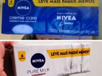 NIVEA Sabonete em Barra Pure Milk Sensitive ou NIVEA Sabonete em Barra Creme Care Promo 6 un. 90g