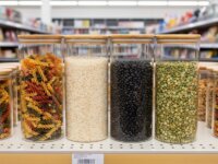 Oikos - Kit 4 Potes de Vidro 1,65L com Tampa Bambu Herméticos Redondos