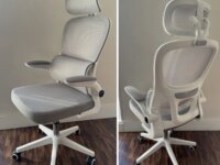 Cadeira de escritório Python Fly XHOCB07 ergonômica branca e cinza com estofado de malha