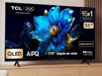 Smart TV TCL 55 Polegadas QLED 4K P7K WiFi Bluetooth Google TV HDR10+ Dolby Atmos Dolby Vision 55P7K