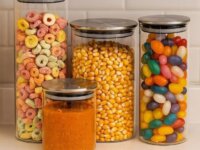 Kit 4 Potes Vidro Tampa Inox Hermético Circular - Tud Cor Nude