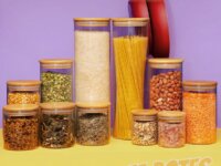 Kit 11 Potes Vidro Tampa De Bambu Herméticos Redondos - Tüd Cor Marrom-claro