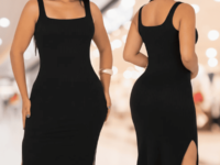 Vestido Midi Canelado Premium C/ Alça E Fendas Casual Básico