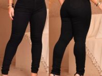  Calça Feminina Jeans Cintura Alta Skinny Levanta Bumbum