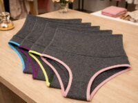 Kit 5 Calcinhas Cós Alto Modeladora Compressao Para Barriga