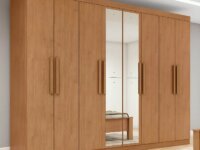 Guarda-Roupa Casal Móveis Lopas Easy Slim 8 Portas Espelho Marrom Moderno