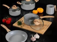 Conjunto De 5 Panelas Gris Brinox Ceramic Life Easy Cinza