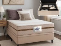 Cama Box Baú Casal Colchão Gazin Molas Flora Bege 138x188x61cm