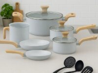 Jogo De Panelas Indução Mimo Style Cerâmica 10 Peças Cor Grafite