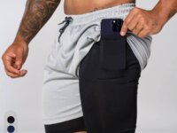 Bermuda Dupla Masculina Compreensão 2 Em 1 Short Esporte