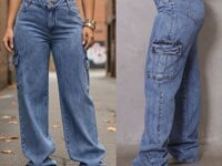 Calça Cargo Feminina Wide Leg Cintura Alta Stillger Jeans