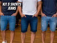 Kit 3 Bermuda Masculina Jeans Com Elastano