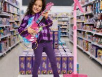 Guitarra E Microfone Infantil Instrumento Brinquedo Musical Cor Rosa Atentu