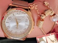 Kit Condor Feminino Elegante Dourado - Co2035nnp/k4k Fundo Prata