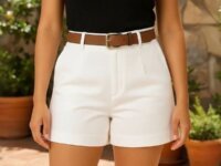 Short Feminino Social Cinto Alfaiataria Cintura Alta Premium