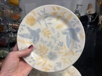 Prato Sobremesa Cerâmica Bionna Donna Bem-te-vi 18cm 6 Unidades Florido