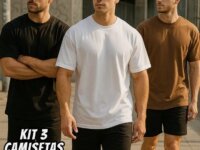 Kit 3 Oversized Masculina Stretwear Básica Lisa Premium (P ou M)