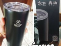 WOLFF Copo Térmico de Aço Inox Parede Dupla Com Tampa 600ml Preto – Itens Para Viagem